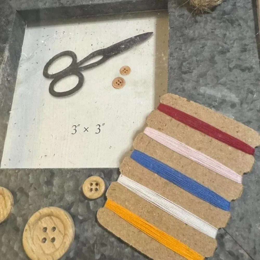 VTG 3x3 Sewing Decor Picture Frame Craft Room Novelty Nostalgic Grandmacore